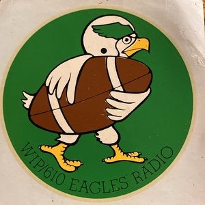 Retro 80s Philadelphia Eagles x 610 WIP Sports RadioMascot Sticker. Circle. 3 in